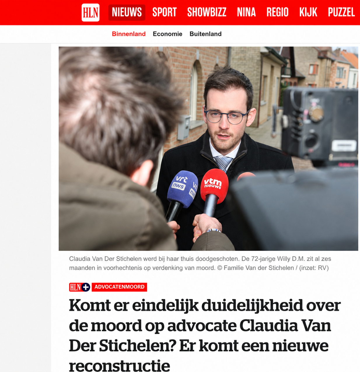 HLN-artikel over de reconstructie van de advocatenmoord op Claudia Van Der Stichelen